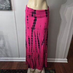 Vibrant Pink and Black Maxi Skirt